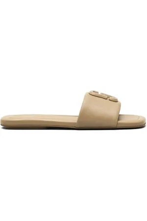 Marc Jacobs Femme, Chaussures, , Taille: 36 EU Chaussures en Cuir Marron avec Détail Logo et Bout Ouvert