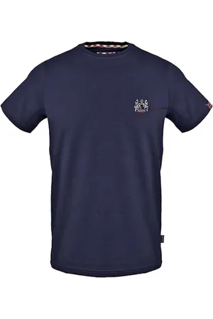 Aquascutum Homme, Tops, Bleu, Taille: S T-shirt en coton emblématique avec Union Jack