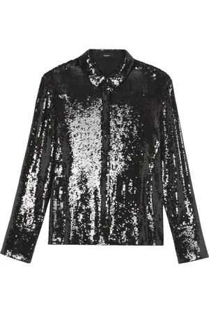 THEORY Femme, Blouses et Chemises, Noir, Taille: 42 FR Chemise Slim à Paillettes