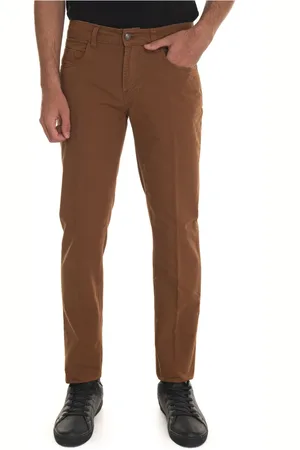 FAY Homme, Pantalons, Brun, Taille: W36 Pantalon classique 5 poches avec étiquette en cuir