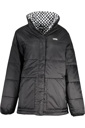 Vans Femme, Vestes, Noir, Taille: 36 FR Veste en Nylon Réversible et Imperméable avec Broderie