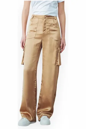 GAËLLE Femme, Pantalons, Brun, Taille: 38 FR Pantalon en Satin