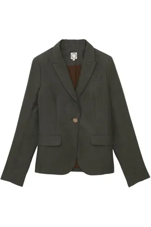 Inès de la Fressange Femme, Vestes, Vert, Taille: 42 FR Veste Nicoletta en Lin Vert Foncé