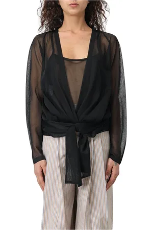 Alberta Ferretti Femme, Blouses et Chemises, Noir, Taille: 40 FR Cardigan en crêpe de viscose