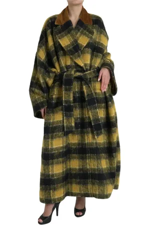 Dolce & Gabbana Femme, Manteaux, Multicolore, Taille: 36 FR Trench Coat de Luxe à Carreaux Jaune