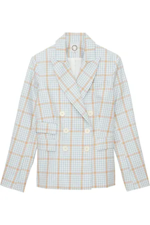 Inès de la Fressange Femme, Vestes, Multicolore, Taille: 38 FR Veste à carreaux bleus et oranges