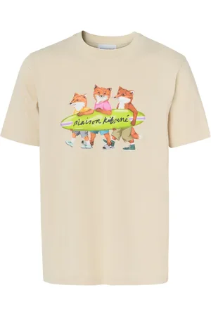 Maison Kitsuné Homme, Tops, , Taille: S T-Shirt Confort Surfing Foxes