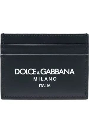 Dolce & Gabbana Homme, Accessoires, Bleu, Taille: ONE Size Porte-cartes en Cuir Bleu Nuit avec Logo Imprimé