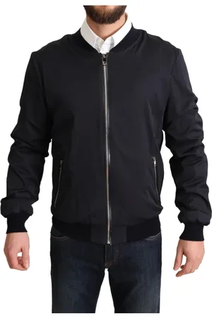 Dolce & Gabbana Homme, Vestes, Bleu, Taille: M Veste Bomber Courte en Soie Bleue pour Homme
