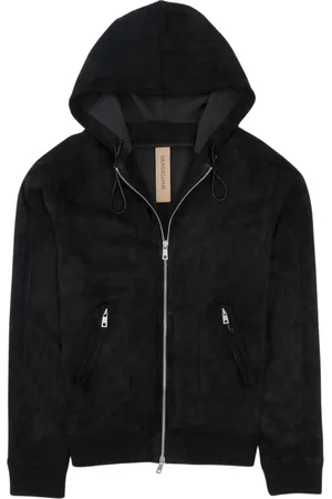 GIORGIO BRATO Homme, Sweatshirts et sweats à capuche, Noir, Taille: L Veste en Cuir à Capuche Noire