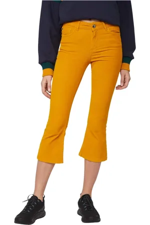 Twin-Set Femme, Pantalons, Jaune, Taille: W25 Pantalon évasé en velours côtelé moutarde