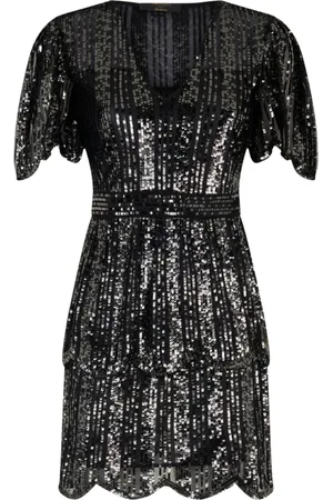Twin-Set Femme, Robes, Noir, Taille: 38 FR Robe Courte Noire Brodée