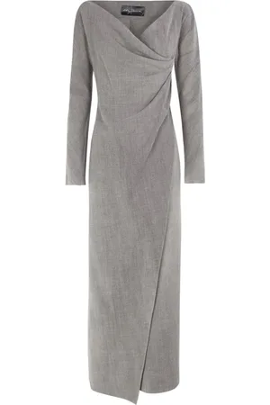 Cortana Femme, Robes, Gris, Taille: 38 FR Felicita, robe midi en laine vierge