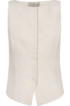 Cortana Femme, Vestes, Blanc, Taille: 40 FR Gilet Ivoire Mélange Coton Viscose