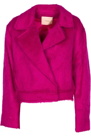 Twin-Set Femme, Vestes, Rose, Taille: 36 FR Bomber Blazer Faux Fur Rose