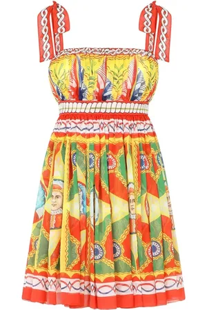 Dolce & Gabbana Femme, Robes, Multicolore, Taille: 36 FR Robe courte plissée en mousseline