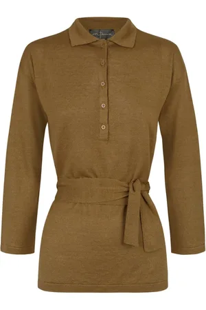 Cortana Femme, Pulls, Brun, Taille: 42 FR Rinen, top en lin moutarde point