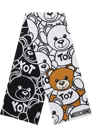 Moschino Unisex, Accessoires, Multicolore, Taille: ONE Size Écharpe en Laine Blanche avec Logo Imprimé