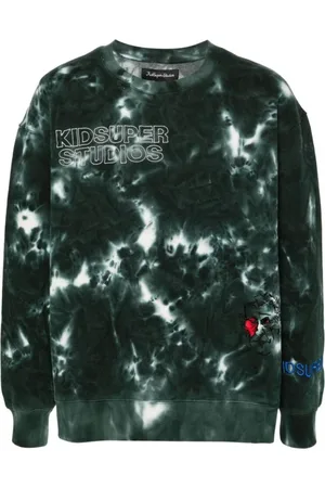 KIDSUPER STUDIOS Homme, Sweatshirts et sweats à capuche, Vert, Taille: S Pull Vert Tie-Dye à Col Rond
