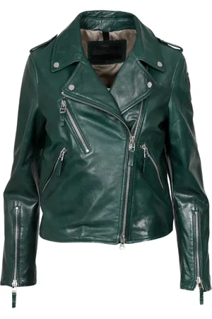 Blauer Femme, Vestes, Vert, Taille: 40 FR Veste en cuir à manches longues