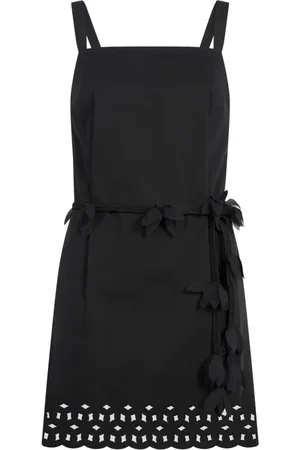 JIJIL Femme, Robes, Noir, Taille: 36 FR Robe Courte Noire Ligne Droite Ceinture Florale