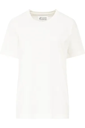Maison Margiela Homme, Tops, Blanc, Taille: S T-shirt en coton avec logo brodé