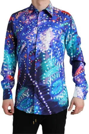 Dolce & Gabbana Homme, Chemises, Multicolore, Taille: L Chemise Slim Martini en soie multicolore