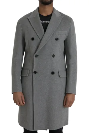 Dolce & Gabbana Homme, Manteaux, Gris, Taille: M Manteau Trench en Cachemire Gris