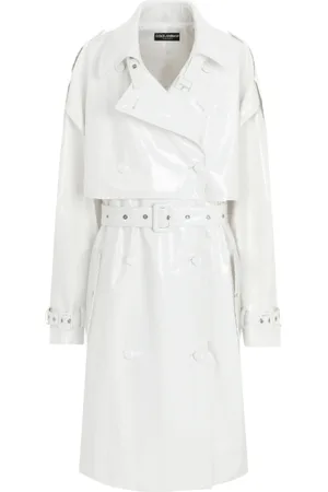 Dolce & Gabbana Femme, Manteaux, Blanc, Taille: 36 FR Trench Coat Blanc Verni