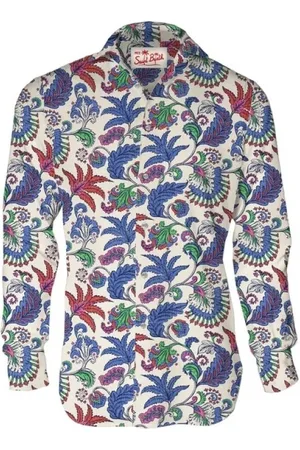 MC2 SAINT BARTH Homme, Chemises, Multicolore, Taille: M Chemise en Lin à Imprimé Floral Manches Longues