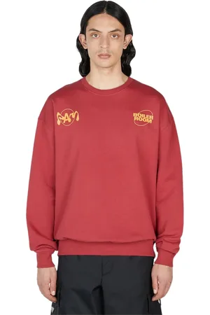 BOILER ROOM Homme, Sweatshirts et sweats à capuche, Rouge, Taille: L Logo Print Sweatershirt