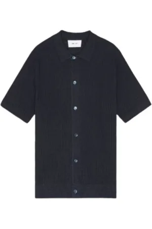 NN.07 Homme, Chemises, Bleu, Taille: S Polo à manches courtes boutonné