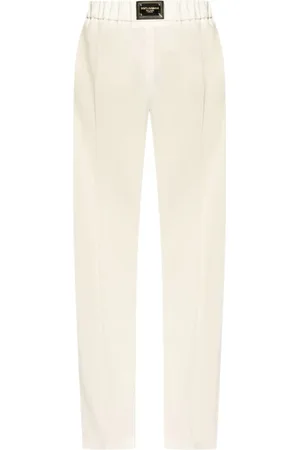 Dolce & Gabbana Femme, Pantalons, Blanc, Taille: 40 FR Pantalon en Laine Blanc Taille Haute