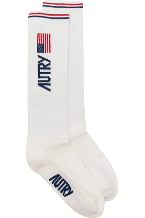 Autry Unisex, Sous-vêtements, Blanc, Taille: M Chaussettes côtelées avec logo jacquard