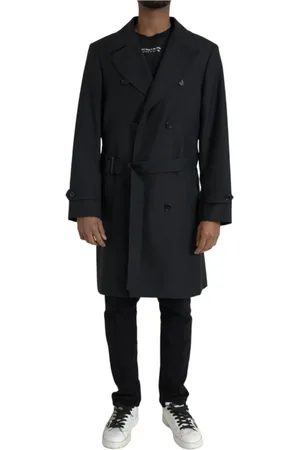 Dolce & Gabbana Homme, Manteaux, Noir, Taille: L Manteau Trench Long Noir