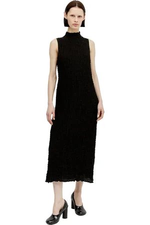 SONG FOR THE MUTE Femme, Robes, Noir, Taille: 38 FR Ruched Weave High Neck Midi Dress