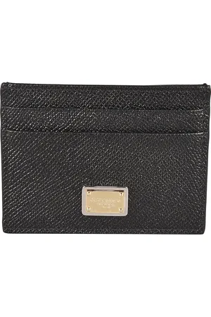 Dolce & Gabbana Femme, Accessoires, Noir, Taille: ONE Size Porte-cartes en Cuir Noir