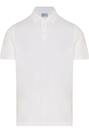 FEDELI Homme, Tops, Blanc, Taille: XL Polo Slim Fit en Coton
