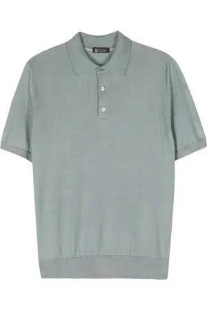 COLOMBO Homme, Tops, Vert, Taille: 3XL Polo en Cachemire et Soie de Luxe