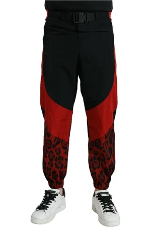 Dolce & Gabbana Homme, Pantalons, Noir, Taille: M Pantalon Jogger Imprimé Léopard