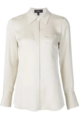 THEORY Femme, Blouses et Chemises, , Taille: 36 FR Chemise Slim Fit en Soie Manches Longues