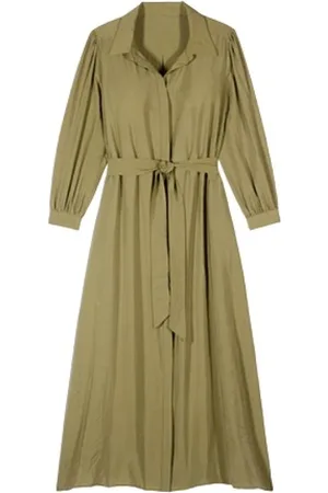 Bash Femme, Robes, Vert, Taille: 38 FR Robe Chemise Longue avec Ceinture