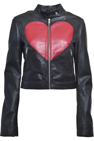 Moschino Femme, Vestes, Noir, Taille: 40 FR Veste de Motard en Cuir Noir