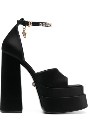 VERSACE Femme, Chaussures, Noir, Taille: 39 EU Strass Fabric Sandales