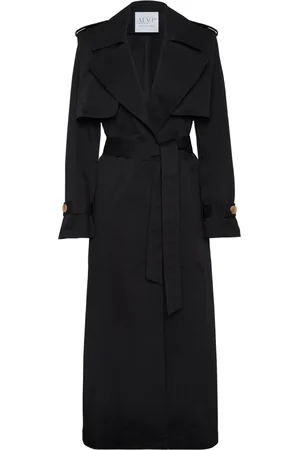 MVP Wardrobe Femme, Manteaux, Noir, Taille: 36 FR Trench Classique avec Larges Revers