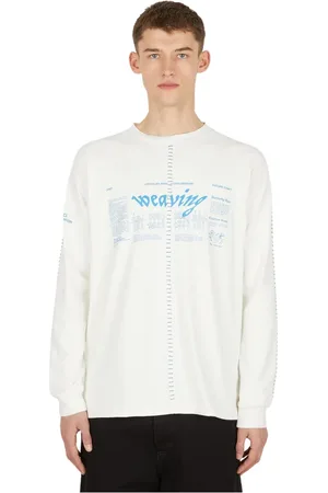 Space Available Homme, Tops, Blanc, Taille: L Artisan Weaving T-shirt à Manches Longues avec Motif Graphique