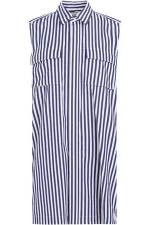 SACAI Femme, Robes, Bleu, Taille: 40 FR Robe Bleue à Rayures en Coton