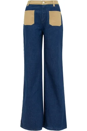 MVP Wardrobe Femme, Jeans, Bleu, Taille: 34 FR Pantalon Palazzo en Denim à Taille Haute