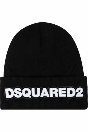 Dsquared2 Homme, Accessoires, Noir, Taille: ONE Size Bonnet Logo Noir Laine Tricotée