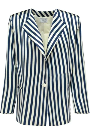 MVP Wardrobe Femme, Vestes, Bleu, Taille: 40 FR Veste Rayée en Viscose avec Col Châle